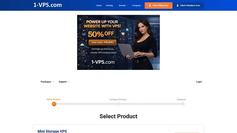1 VPS homepage screenshot