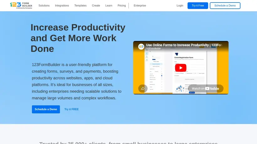 123FormBuilder homepage screenshot