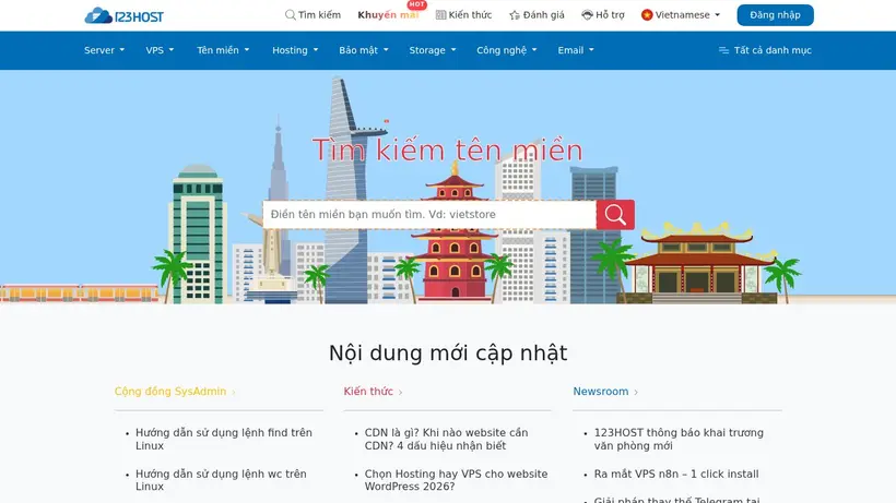 123 Host homepage screenshot