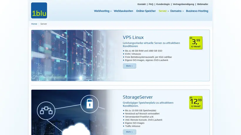 1Blu.de homepage screenshot