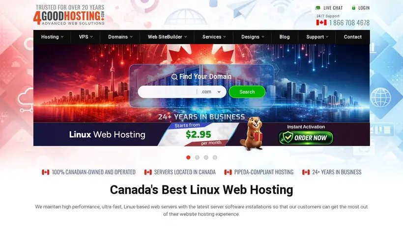 4 Good Hosting homepage screenshot