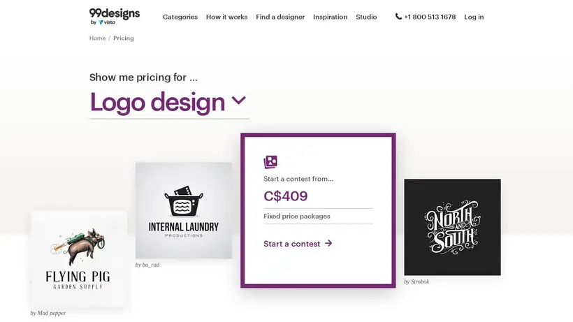 99Designs Canada homepage screenshot