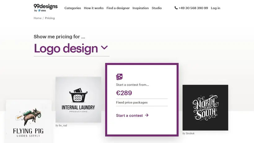 99Designs homepage screenshot