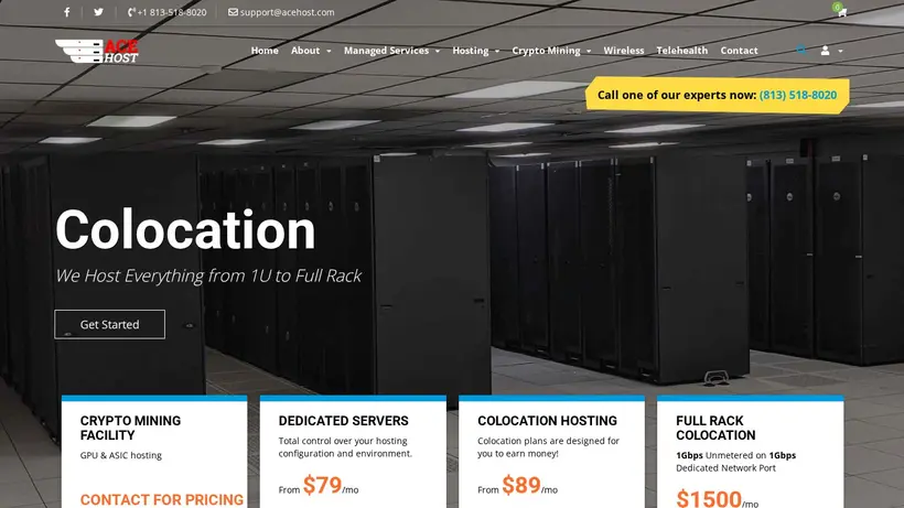 Ace Host homepage screenshot