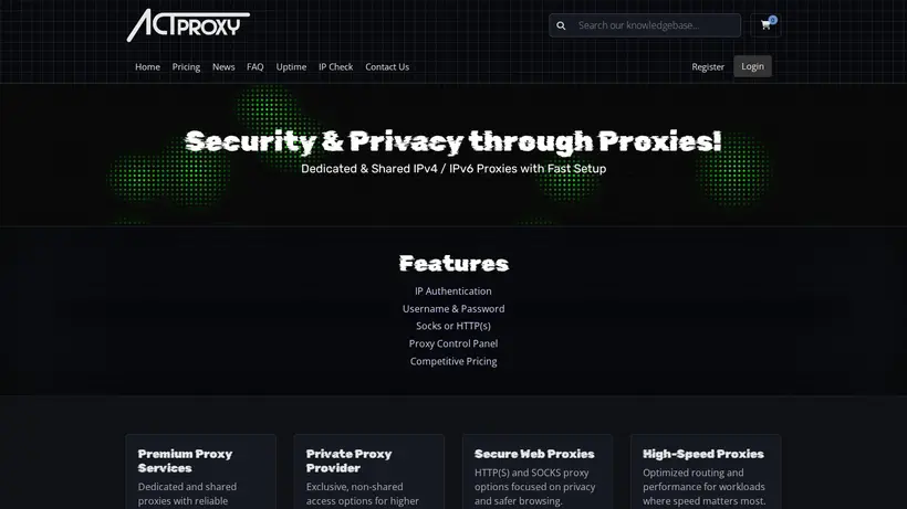 Act Proxy homepage screenshot