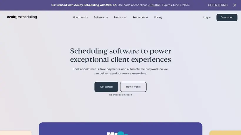 Acuity Scheduling homepage screenshot