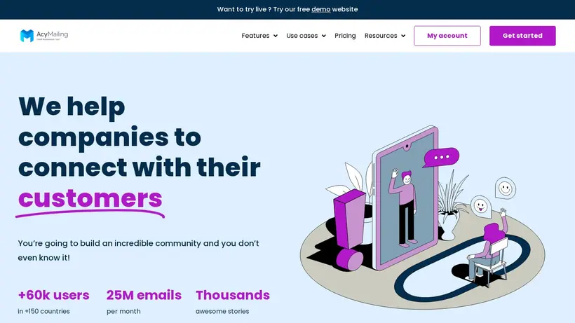 Acy Mailing homepage screenshot