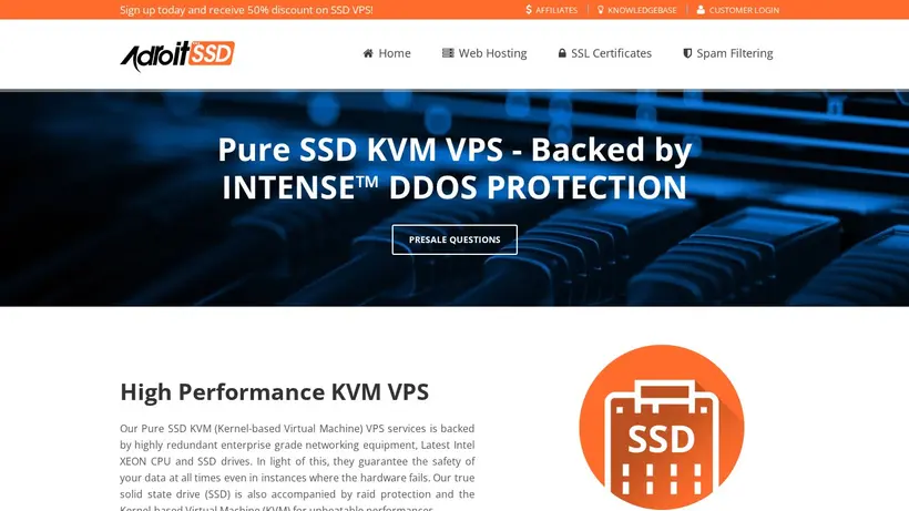 Adroit SSD homepage screenshot