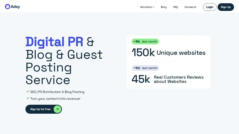 Adsy homepage screenshot