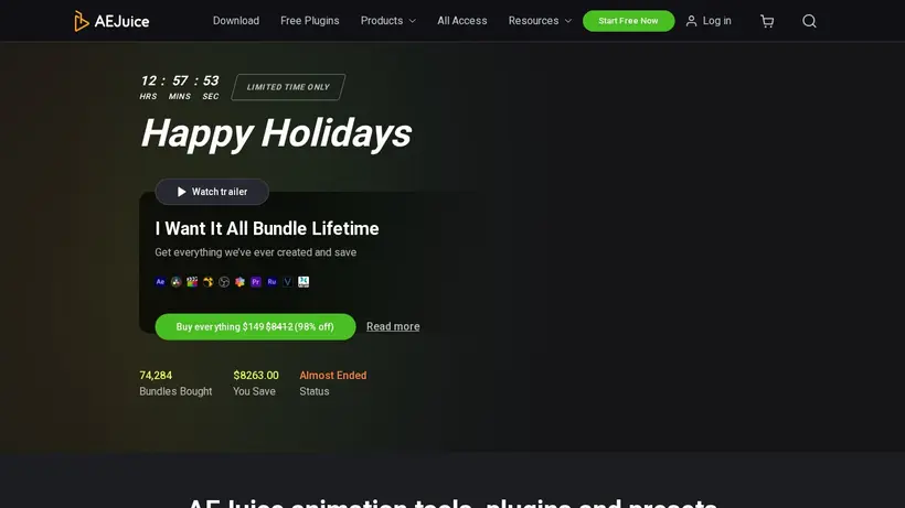 AE Juice homepage screenshot