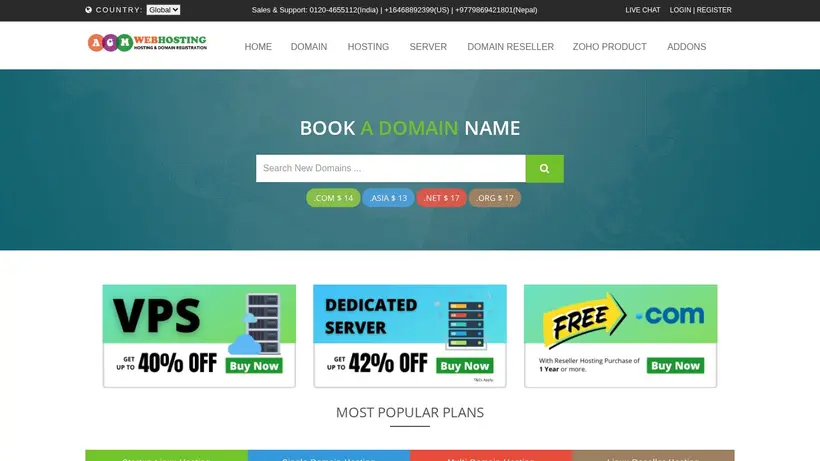 AGM Web Hosting homepage screenshot