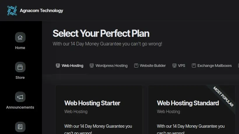 Agnacom homepage screenshot