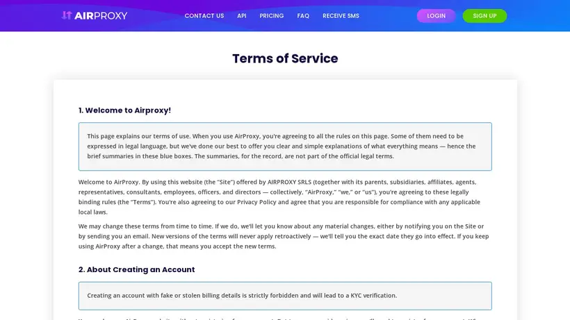 Air Proxy homepage screenshot