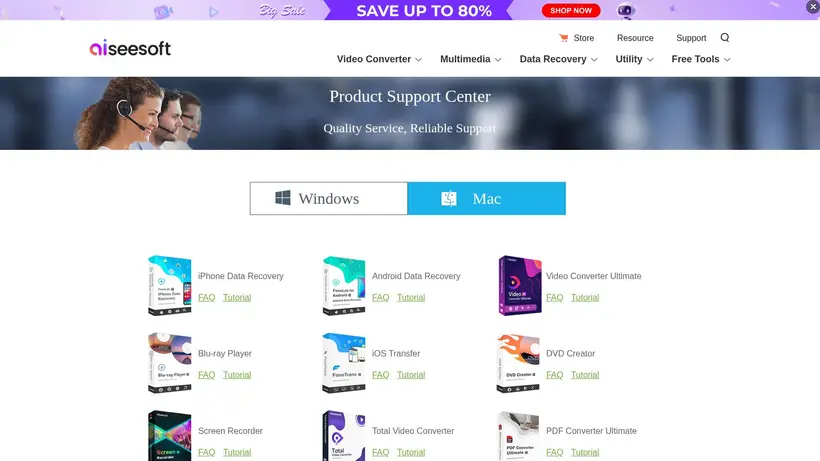 AiseeSoft homepage screenshot
