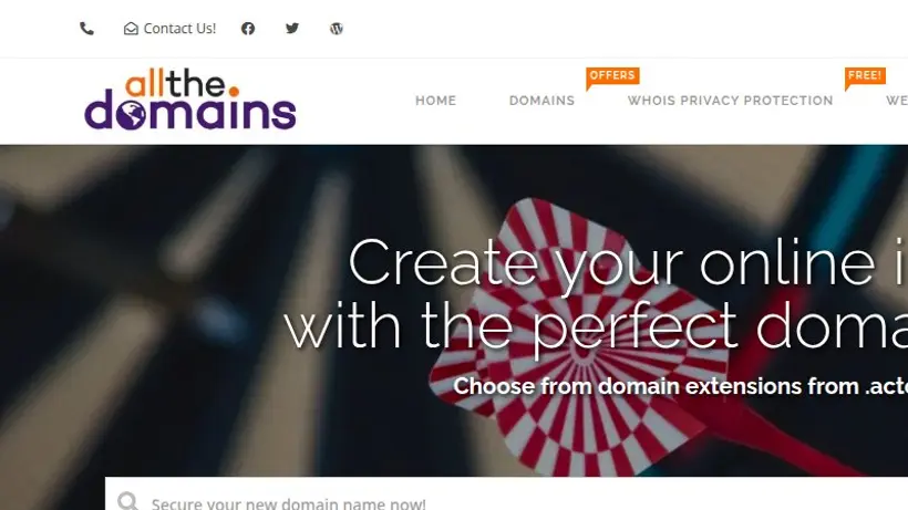 All The Domains homepage screenshot