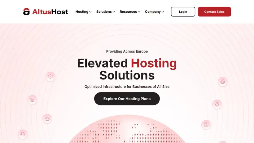 Altus Host homepage screenshot