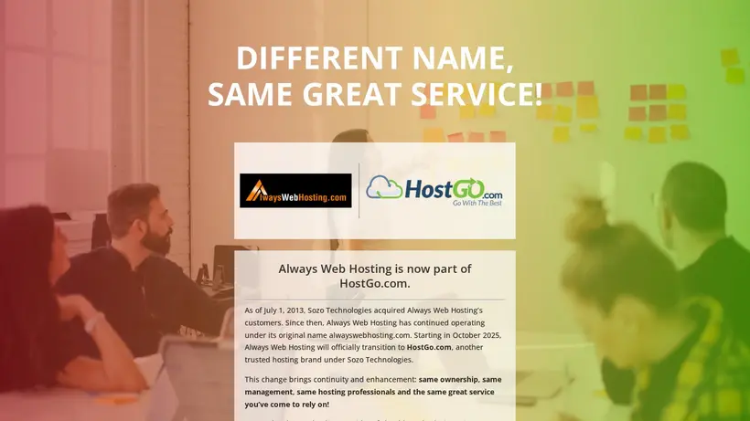 Always Web Hosting homepage screenshot