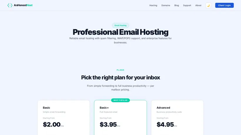 An Honest Host homepage screenshot