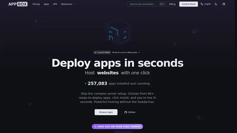App Box homepage screenshot
