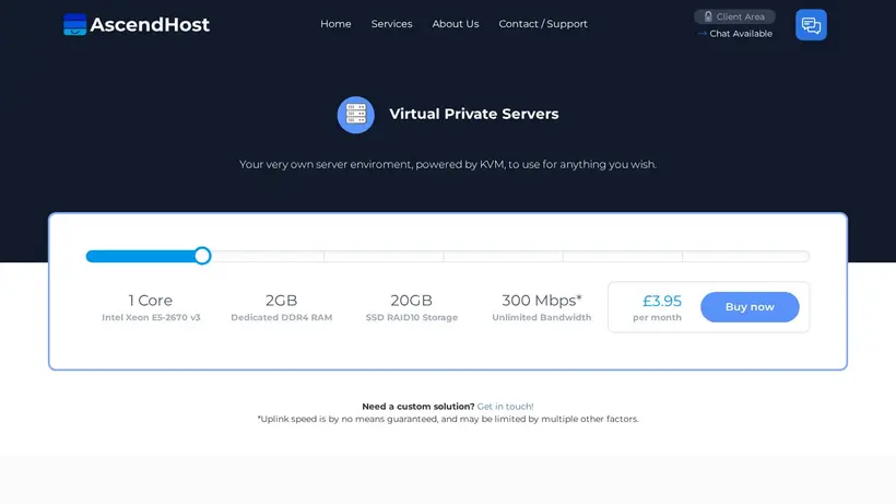 Ascend.host homepage screenshot