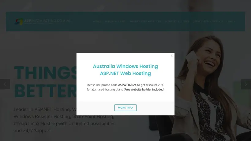 ASP Web Hosting Australia homepage screenshot