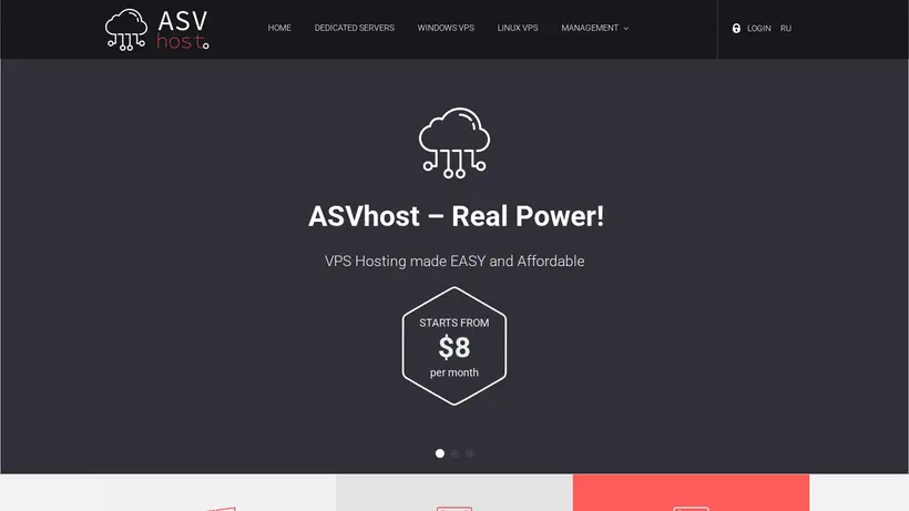 ASVhost homepage screenshot