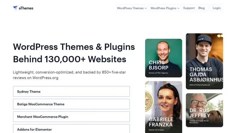 aThemes homepage screenshot