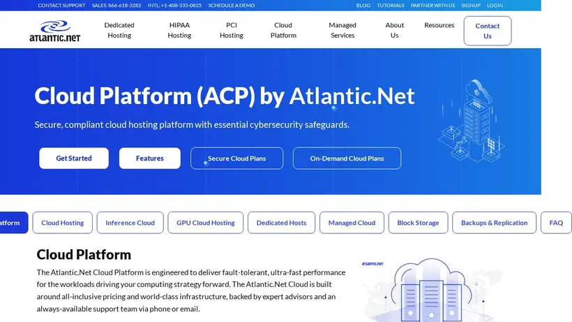 Atlantic.net homepage screenshot