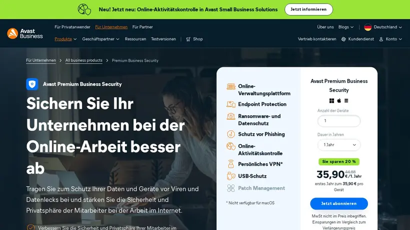 Avast homepage screenshot