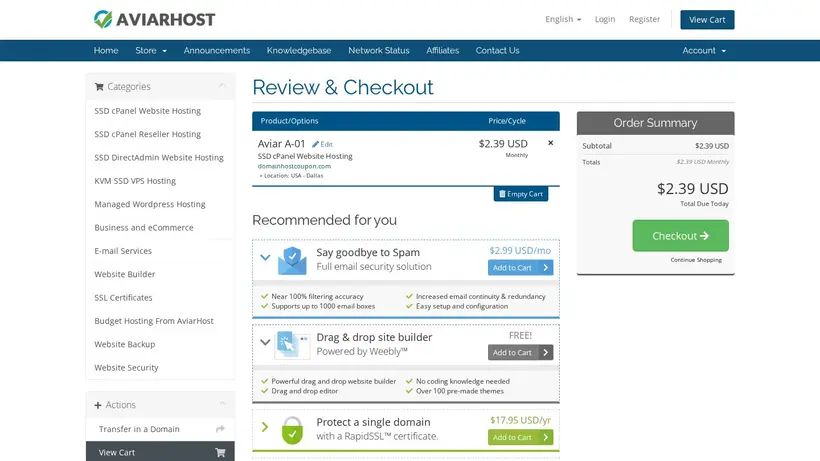 Aviar Host homepage screenshot