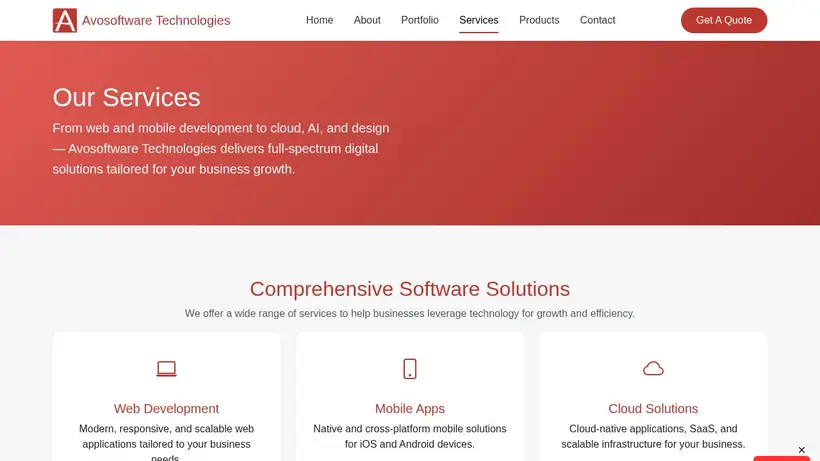 Avo-Soft homepage screenshot