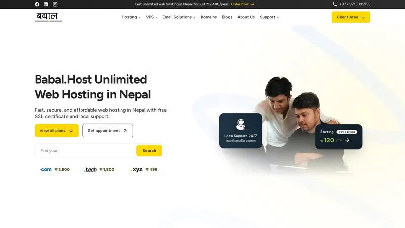 Babal Host homepage screenshot