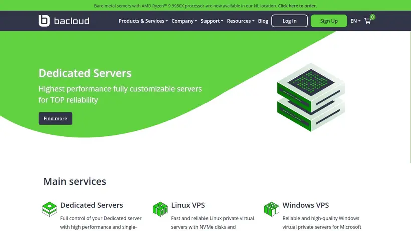 BA Cloud homepage screenshot