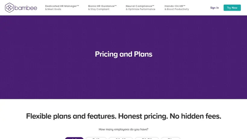 Bambee homepage screenshot