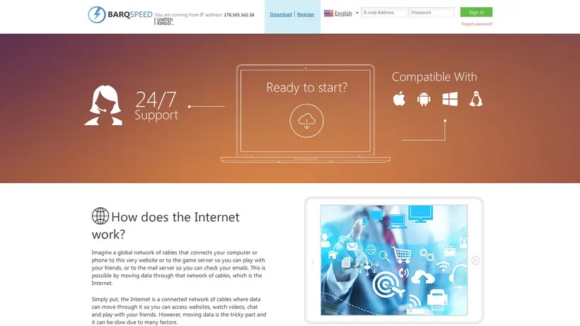 Barq Speed homepage screenshot