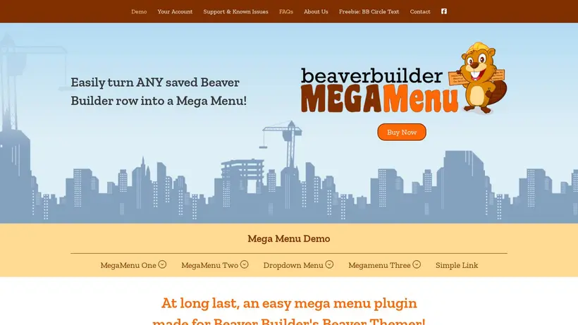 BB Mega Menu homepage screenshot