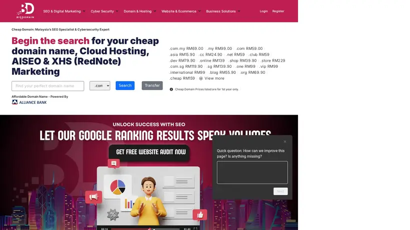 Big Domain Sdn Bhd homepage screenshot