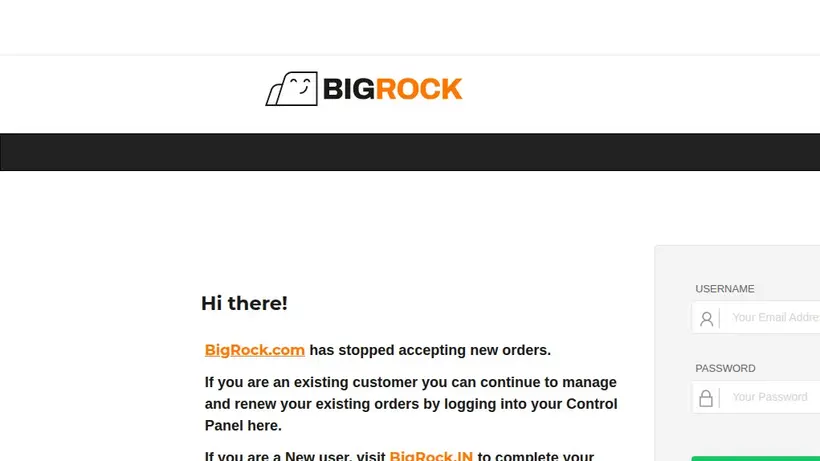 BigRock homepage screenshot