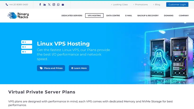 Binary Racks homepage screenshot