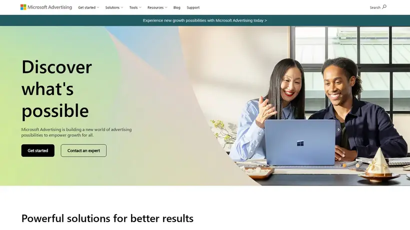 BingAds homepage screenshot