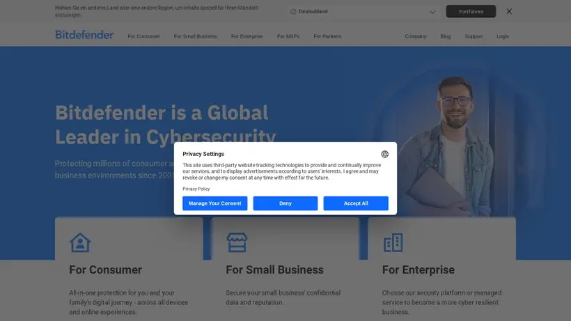 Bitdefender UK homepage screenshot