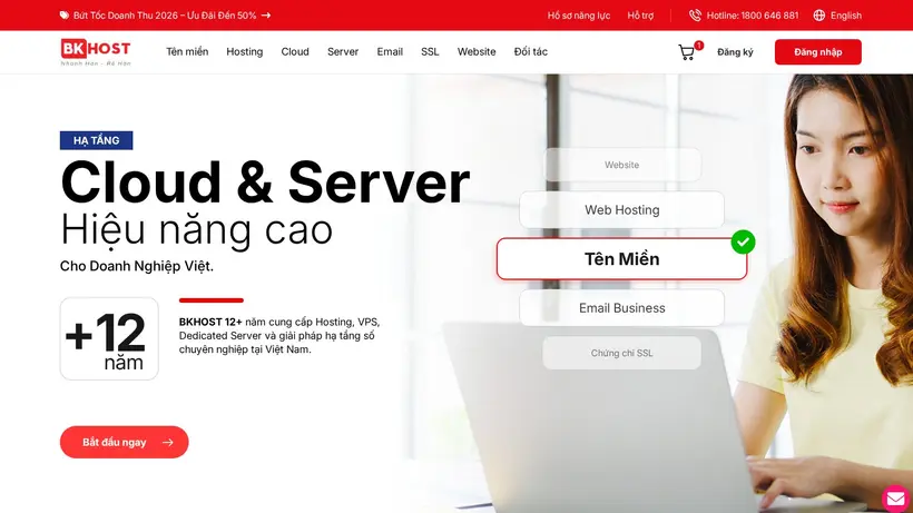 Bkhost Vietnam homepage screenshot