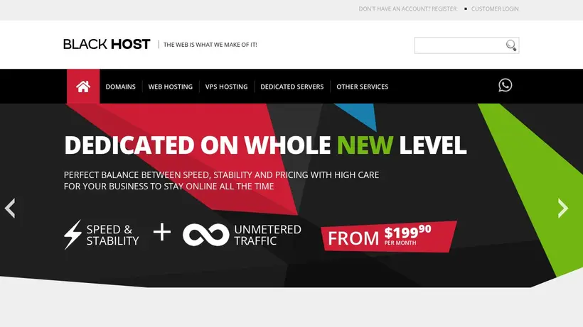 Black HOST homepage screenshot