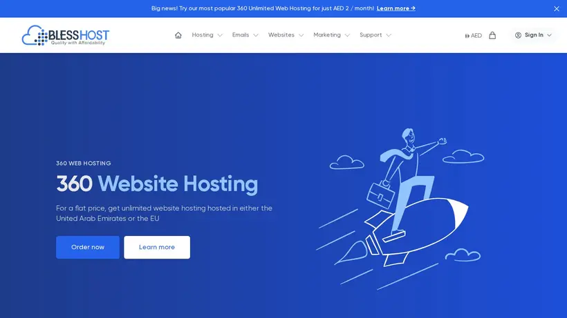 Bless Host homepage screenshot