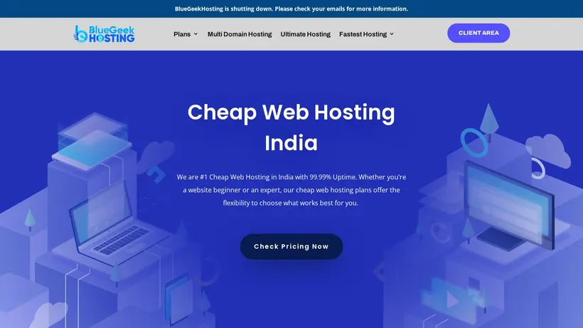 BluegeekHosting homepage screenshot