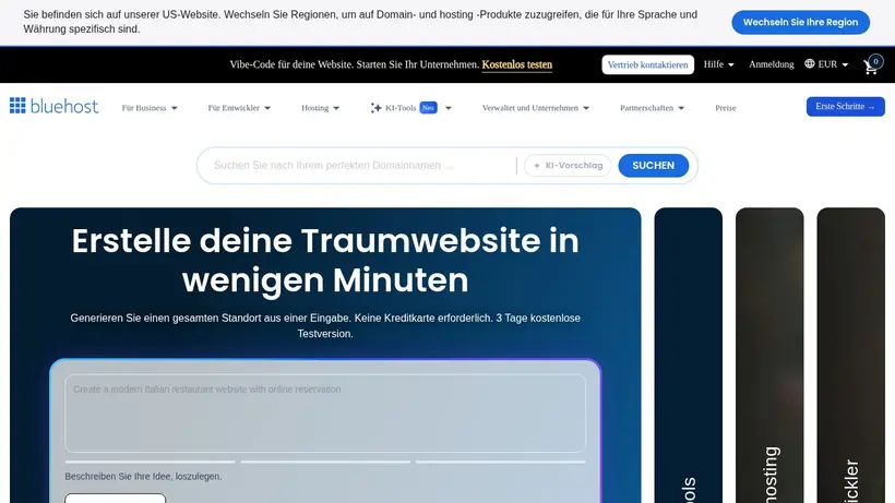 BlueHost homepage screenshot
