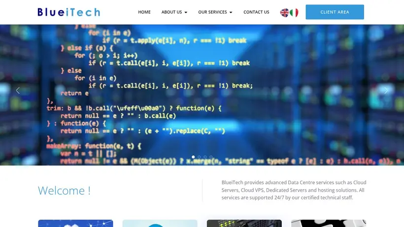 Blue iTech homepage screenshot