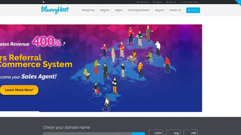 Bluevy Host homepage screenshot