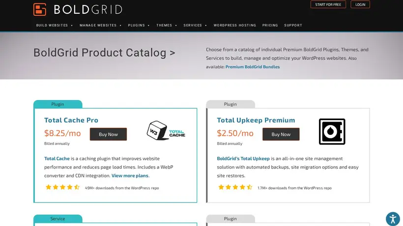 Boldgrid homepage screenshot