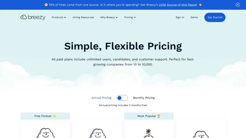 Breezy HR homepage screenshot